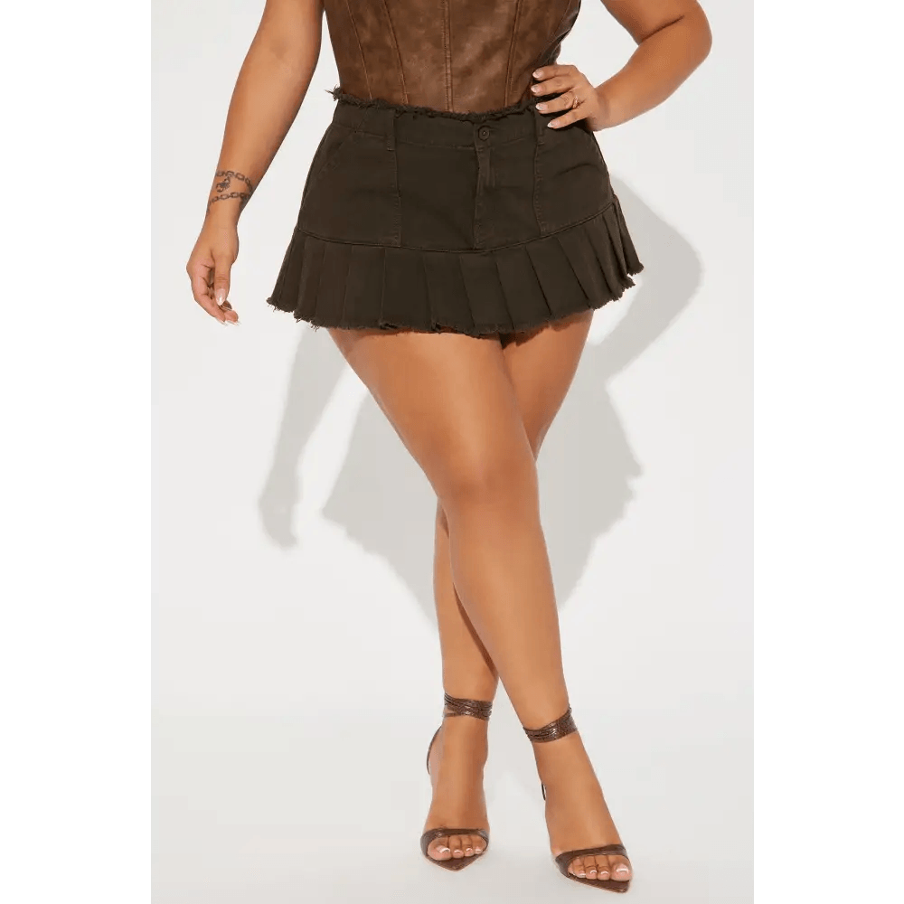 Unique Distressed Micro Mini Skirt with Pockets in Olive and Grey - Total Trendz