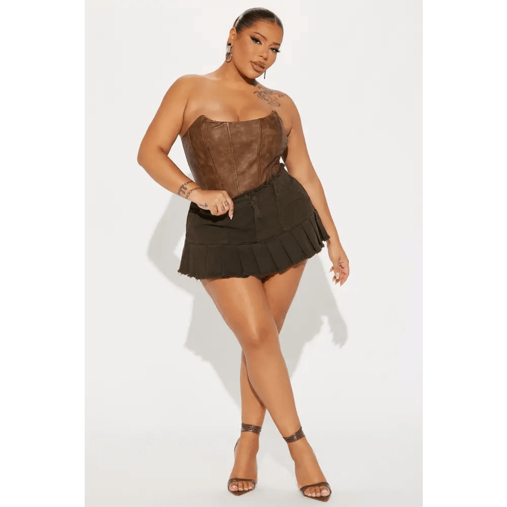 Unique Distressed Micro Mini Skirt with Pockets in Olive and Grey - Total Trendz