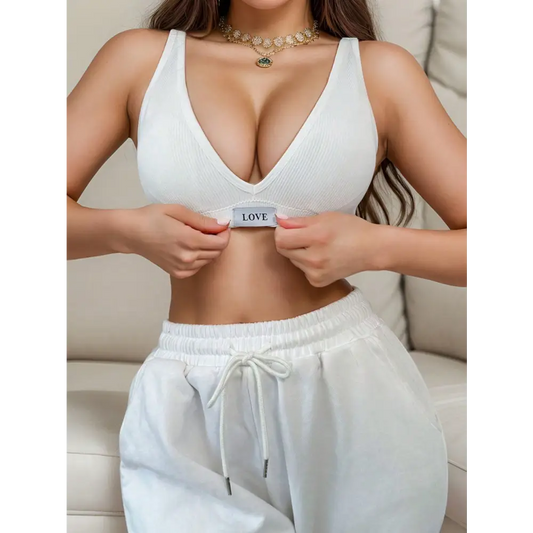 White Casual-Sporty Wireless Bralette for Comfortable Clothing Wear - Women Bras & Bralettes