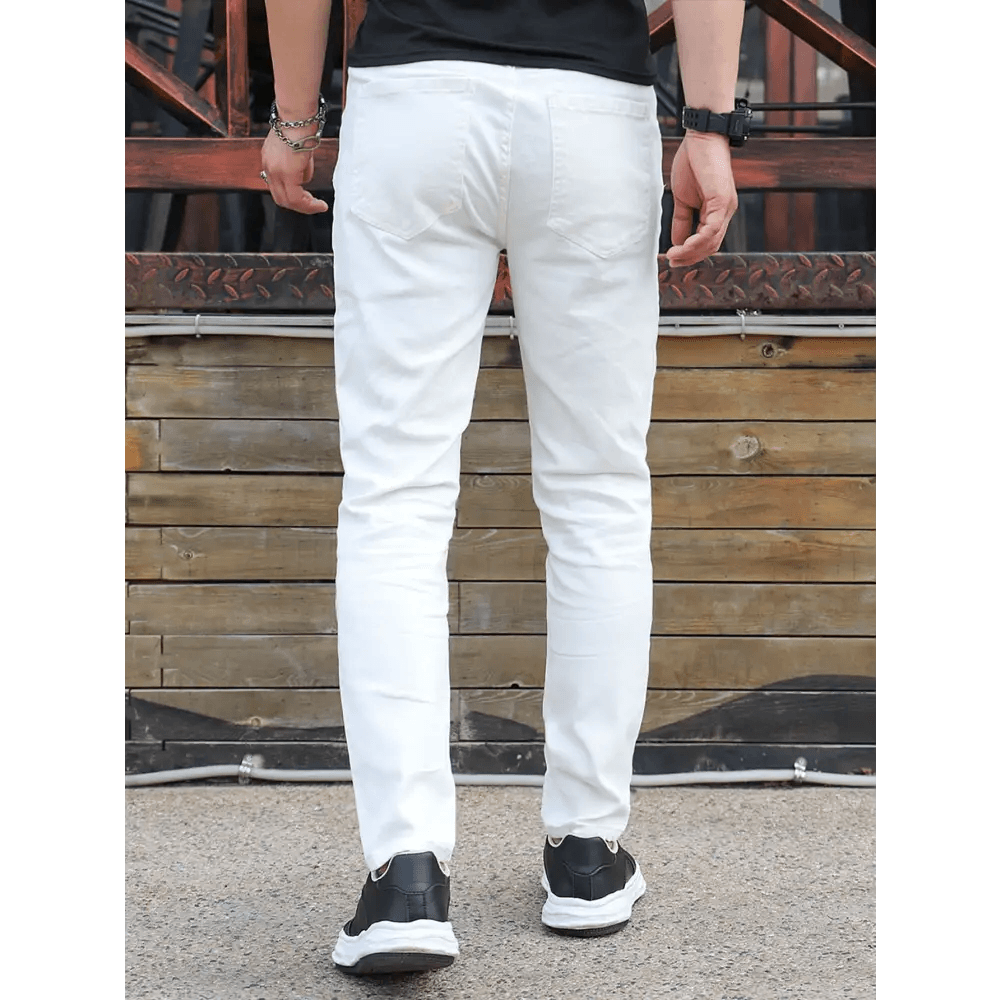 White Straight Leg Denim Jeans with Regular Fit Type for Everyday Clothing - Total Trendz