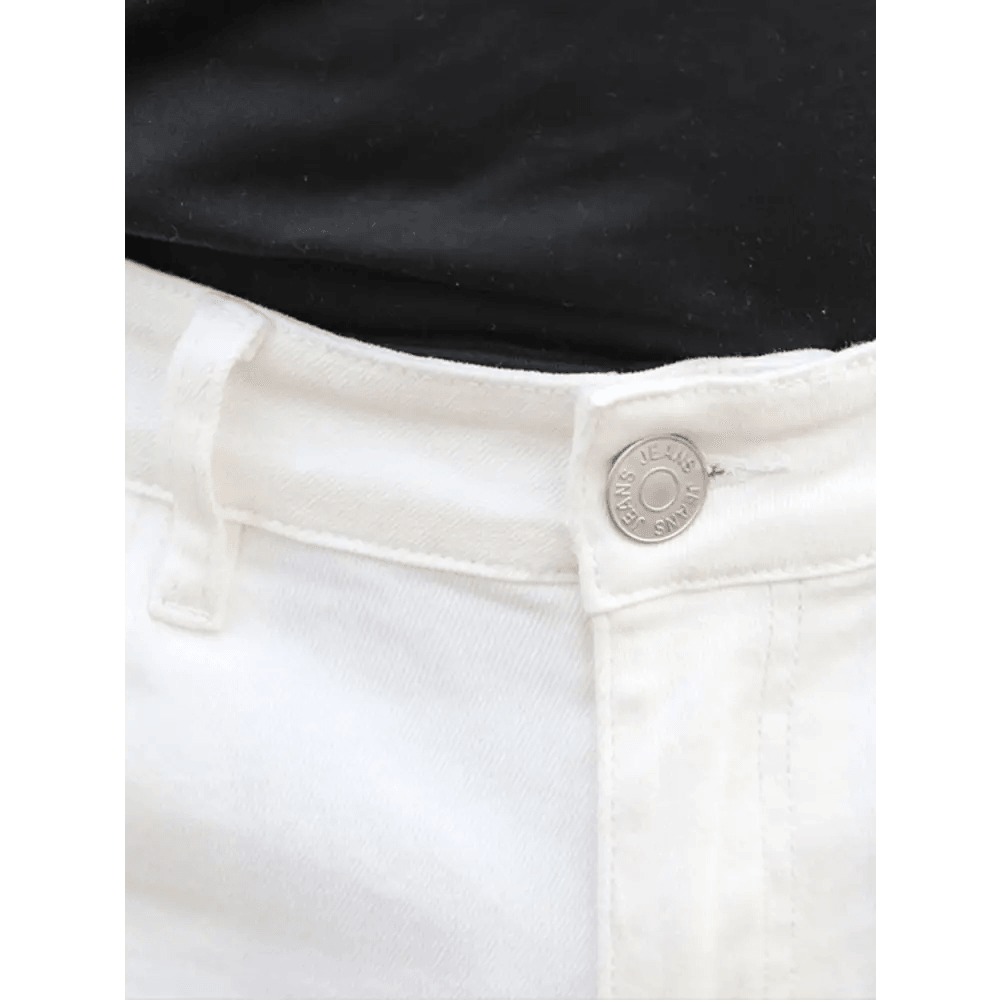 White Straight Leg Denim Jeans with Regular Fit Type for Everyday Clothing - Total Trendz