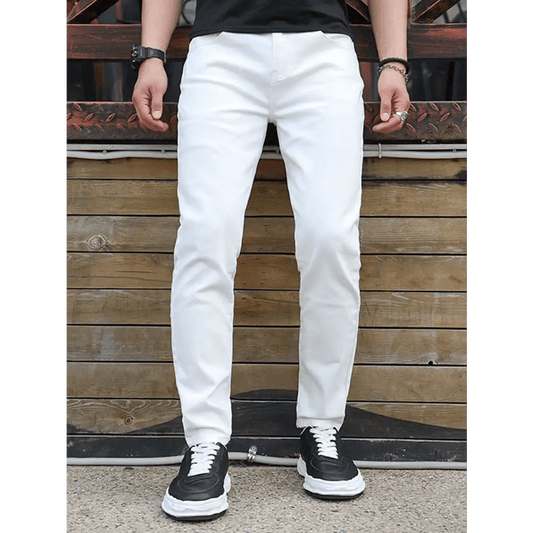 White Straight Leg Denim Jeans with Regular Fit Type for Everyday Clothing - Total Trendz