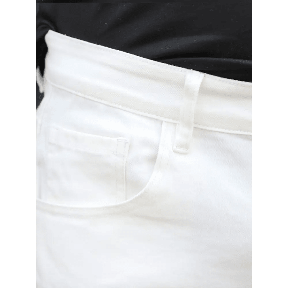 White Straight Leg Denim Jeans with Regular Fit Type for Everyday Clothing - Total Trendz