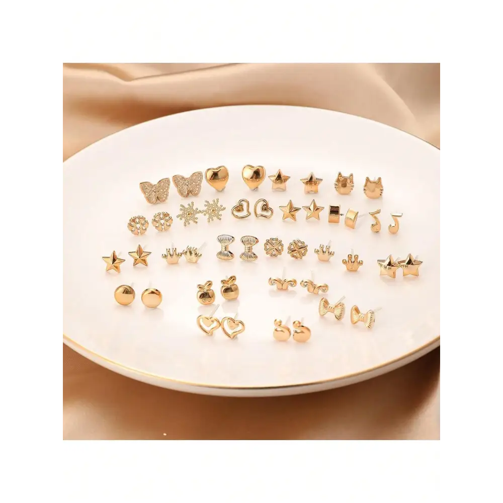 Yellow Gold Magnetic No Earring Studs for Women’s Dress Style - Women Sets