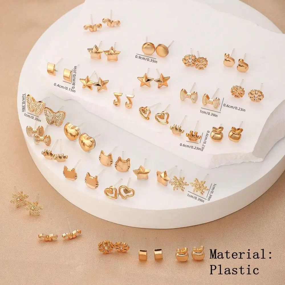 Yellow Gold Magnetic No Earring Studs for Women’s Dress Style - Women Sets