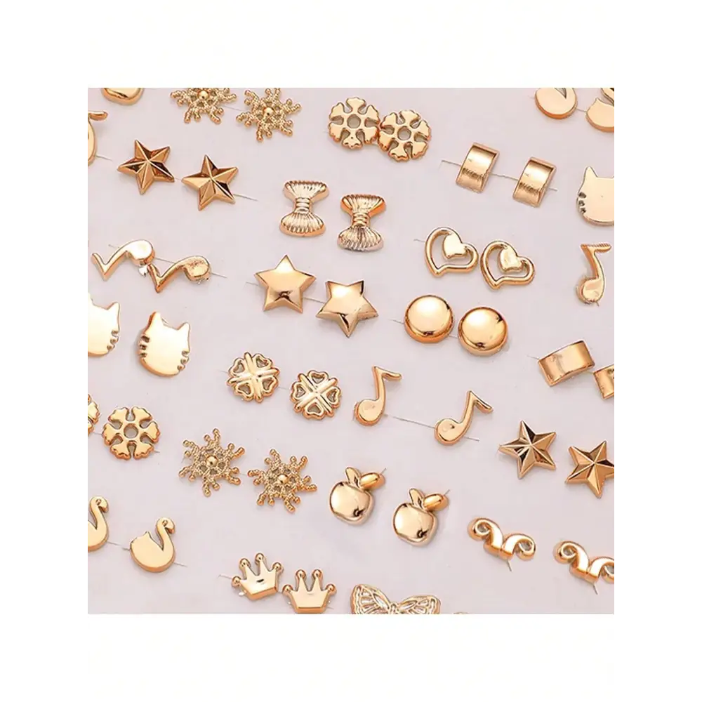 Yellow Gold Magnetic No Earring Studs for Women’s Dress Style - Women Sets