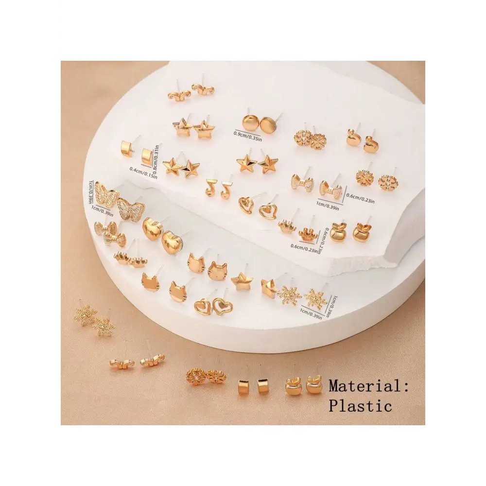 Yellow Gold Magnetic No Earring Studs for Women’s Dress Style - Women Sets